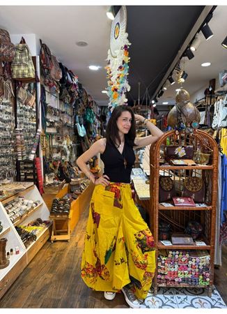 Nepal Cepli Çiçekli Etek Sarı