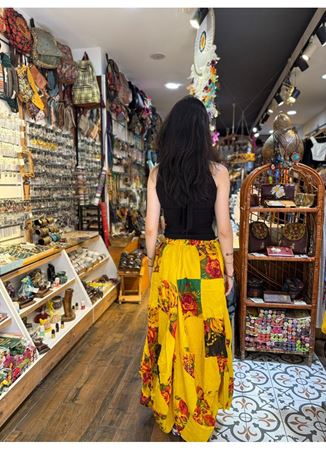 Nepal Cepli Çiçekli Etek Sarı