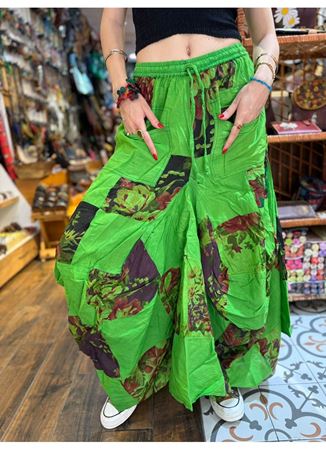 Nepal Cepli Çiçekli Etek Yeşil