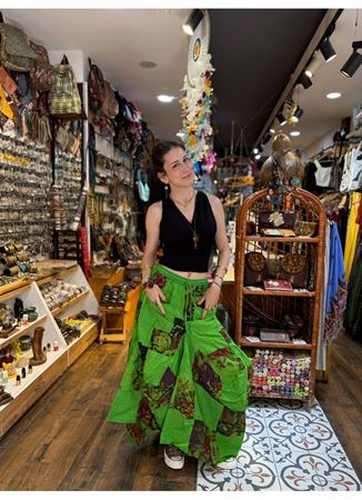 Nepal Cepli Çiçekli Etek Yeşil