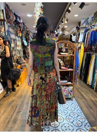 Tasarım Patchwork Yelek Yeşil