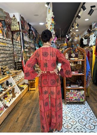 Nepal Pantolonlu Takım Kırmızı