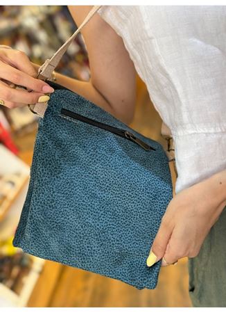 Dokuma Mavi Desenli Kol Çantası