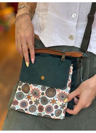 Dokuma Yeşil Önü Desenli Kol Çantası