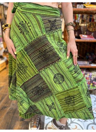 Belden Bağlamalı Nepal Etek Yeşil