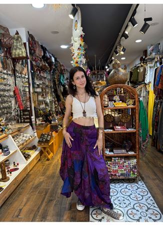 Nepal Cepli Çiçekli Etek Mor