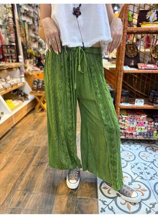 Hint Desenli Pantolon Yeşil