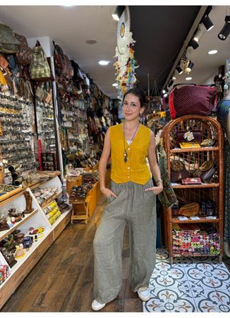 İtalyan Keten Pantolon Gri