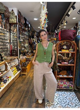 İtalyan Keten Pantolon Bej