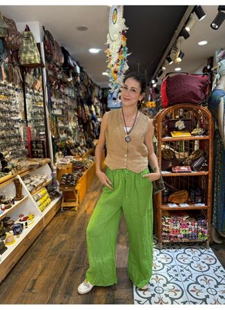 İtalyan Keten Pantolon Yeşil