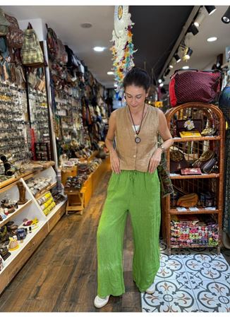 İtalyan Keten Pantolon Yeşil