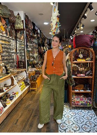 İtalyan Keten Pantolon Yeşil