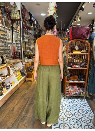 İtalyan Keten Pantolon Yeşil