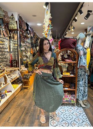 İtalyan Keten Etek Yeşil