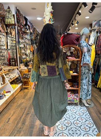 İtalyan Keten Etek Yeşil