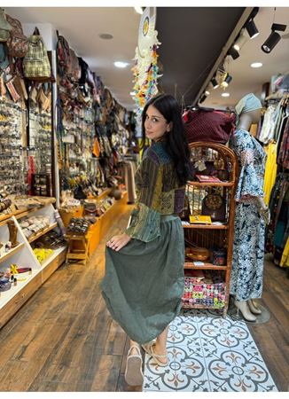 İtalyan Keten Etek Yeşil