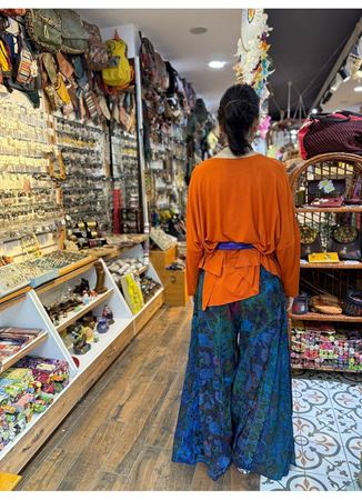 Hint Çiçekli Pantolon Mavi