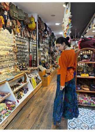 Hint Çiçekli Pantolon Mavi