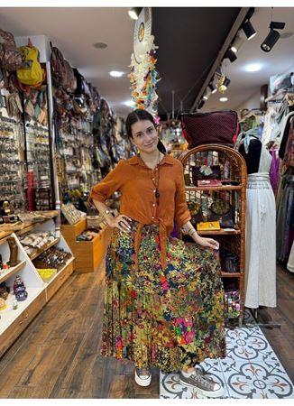 Patchwork Beli Lastikli Etek