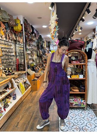 Patchwork Düz Paça Mor