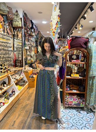 Beli Lastikli Derin Yırtmaçlı Lacivert Uzun Etek