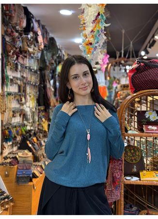 İtalyan Pamuk Bluz Mavi