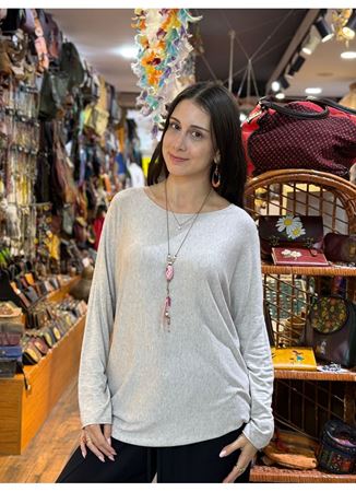 İtalyan Pamuk Bluz Gri