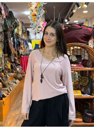 İtalyan Pamuk Bluz Pudra