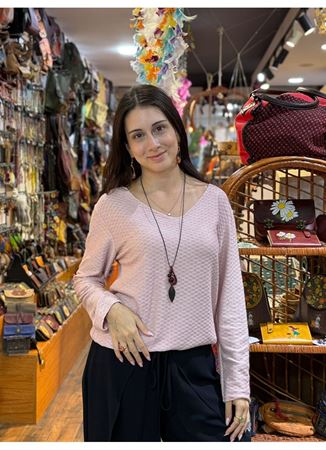 İtalyan Pamuk Bluz Pudra