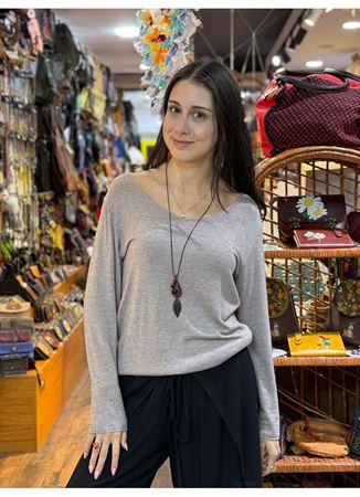 İtalyan Pamuk Bluz Gri