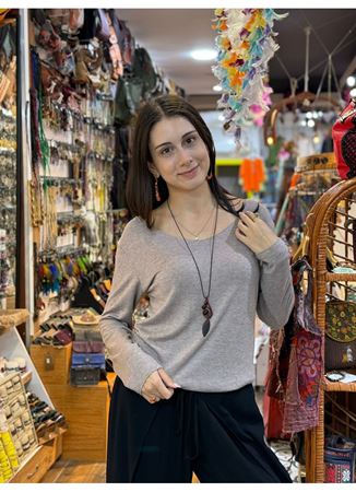 İtalyan Pamuk Bluz Gri