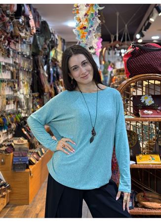 İtalyan Pamuk Bluz Turkuaz