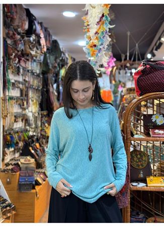 İtalyan Pamuk Bluz Turkuaz