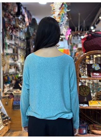 İtalyan Pamuk Bluz Turkuaz