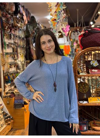 İtalyan Pamuk Bluz Mavi