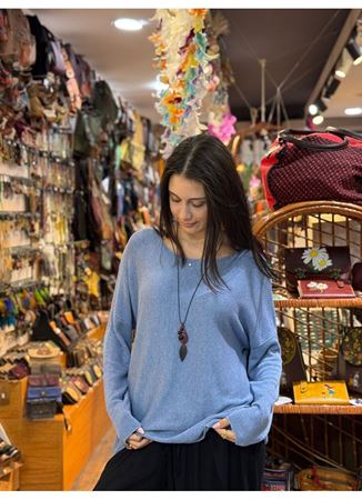 İtalyan Pamuk Bluz Mavi