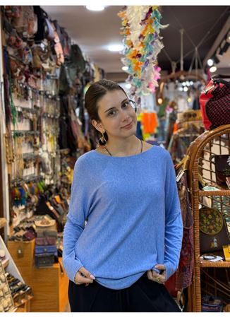 İtalyan Pamuk Bluz Mavi