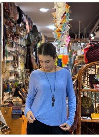 İtalyan Pamuk Bluz Mavi