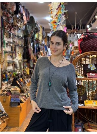 İtalyan Pamuk Bluz Gri