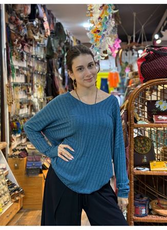 İtalyan Pamuk Bluz Petrol