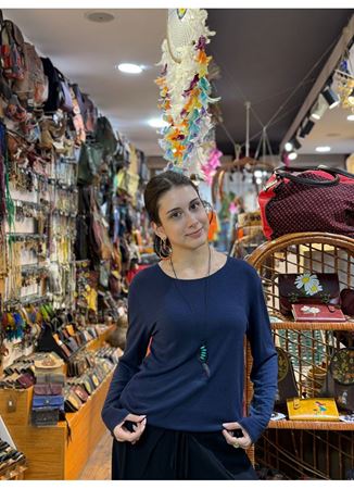 İtalyan Pamuklu Beyaz Lacivert