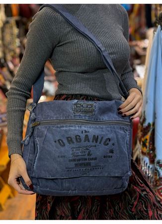 Old Cotton Postacı Çantası Mavi