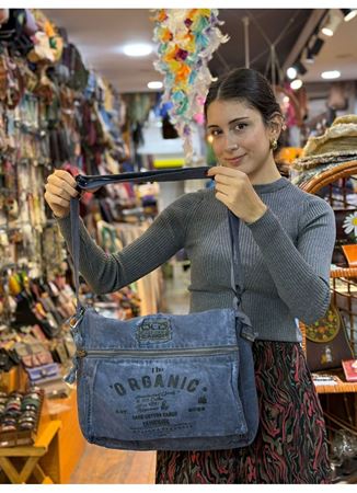 Old Cotton Postacı Çantası Mavi