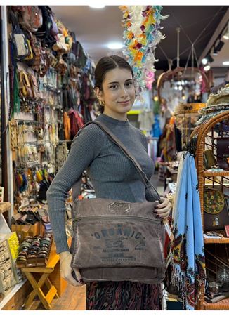 Old Cotton Postacı Çantası Kahverengi