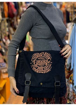 Old Cotton Postacı Çantası Siyah