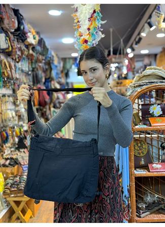 Old Cotton Postacı Çantası Siyah