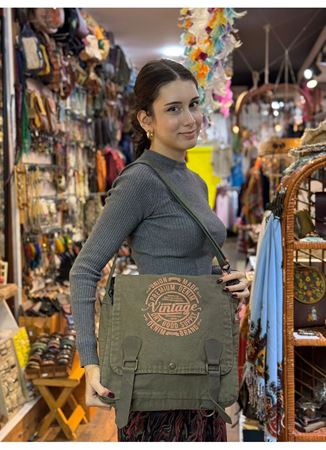 Old Cotton Postacı Çantası Yeşil