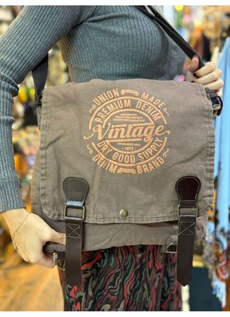 Old Cotton Postacı Çantası Kahverengi