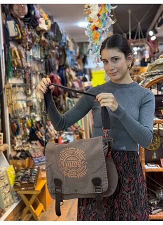 Old Cotton Postacı Çantası Kahverengi