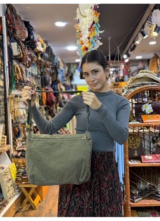 Old Cotton Postacı Çantası Yeşil